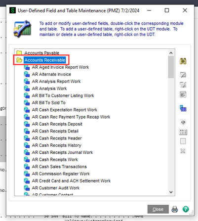 Accounts Receivable - Add a User-Defined Table