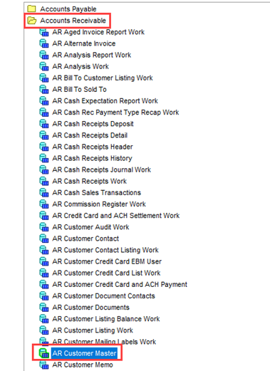 Accounts Receivable – AR Customer Master - Right click, user-defined scripts