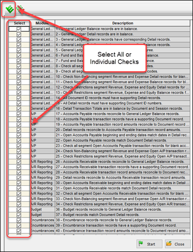 Checks selection and press Start