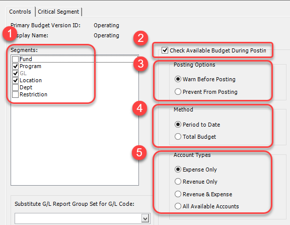 Classic Interface Budget Controls