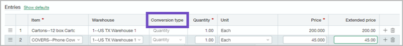 Entries - Conversion Type