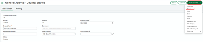 General Journal - Journal entries > More actions > Recur