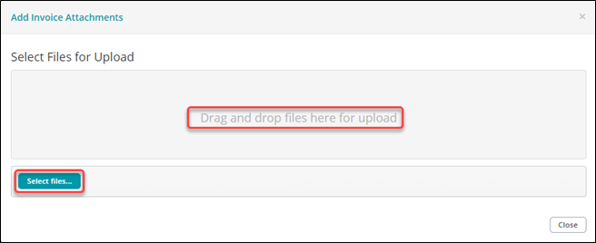 Modern Interface: Add Invoice Attachments - Drag and drop or Select Files...