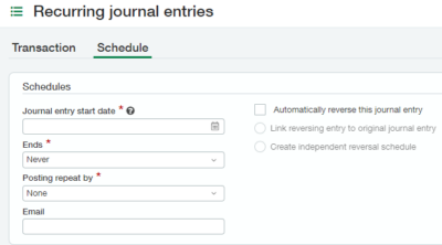 Recurring Journal Entries - Schedule