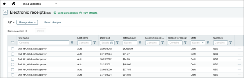 Sage Intacct Electronic Receipts