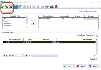 Select receipts in MIP to reverse.