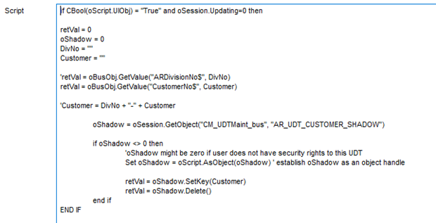 Table – Post Delete - DeleteCustomerShadow Script