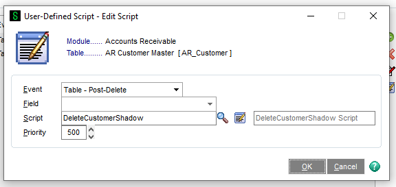 Table – Post Delete - DeleteCustomerShadow