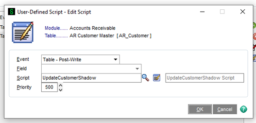 Table – Post Write - UpdateCustomerShadow